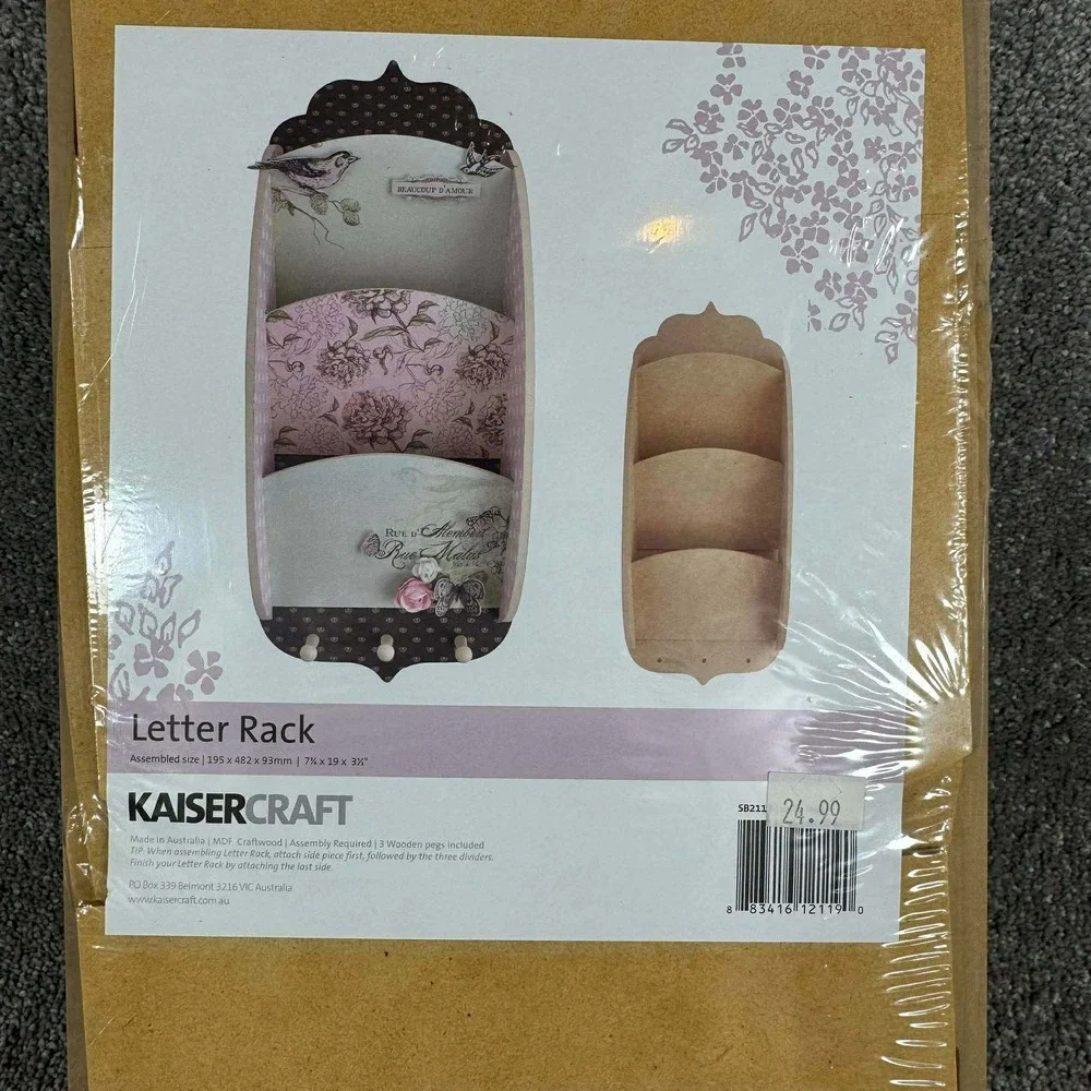 KaiserCraft Letter Rack DIY MDF Wood Wall Organizer Kit SB211‎ New